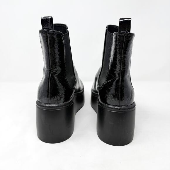 [Nine West] Henrita Black Patent Leather Platform Chelsea Ankle Boots Size 9.5 M - Picture 7 of 12